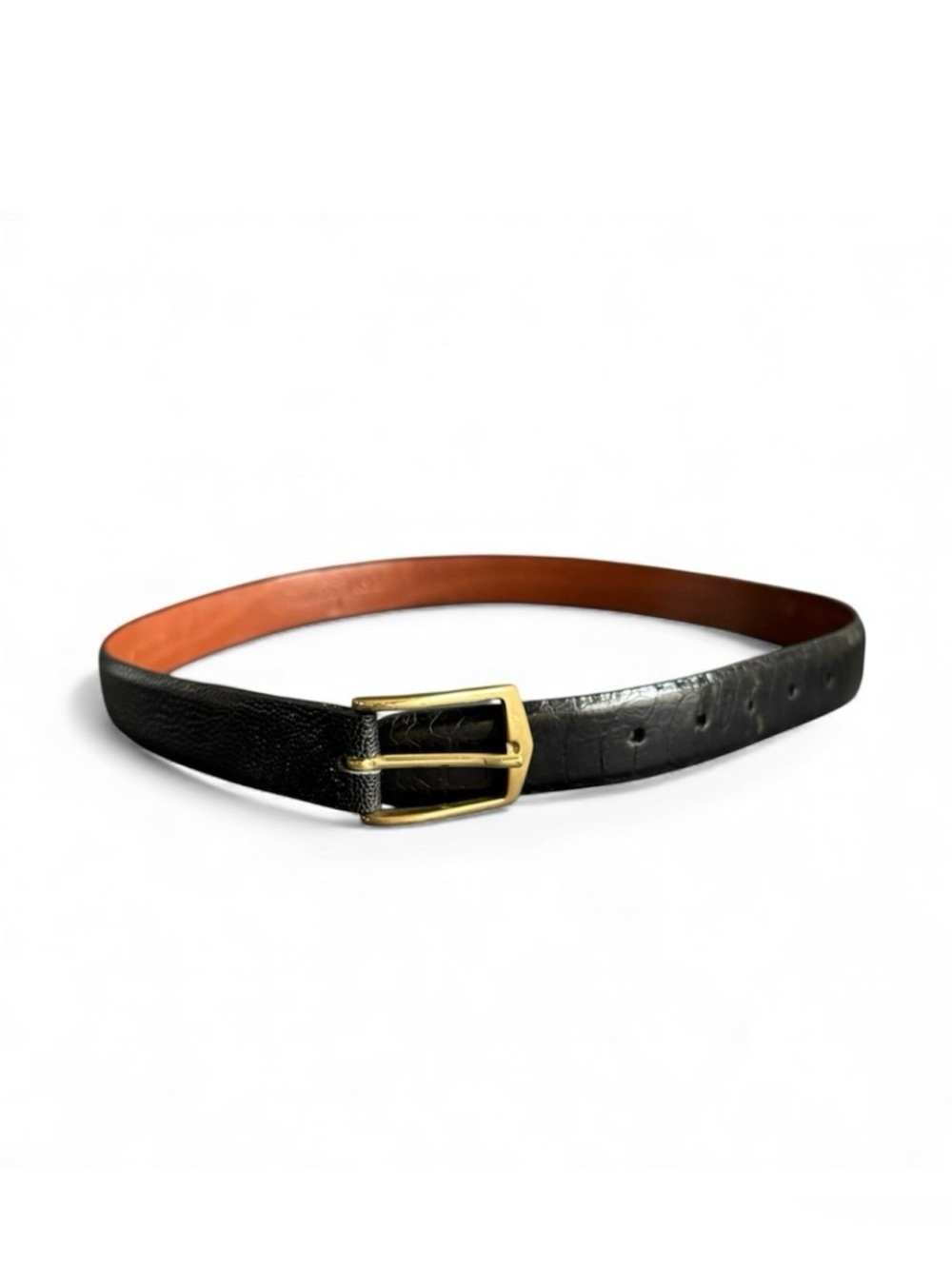 Tom James Black Leather Dress Belt‎ Ostrich Leg Exotic Skin Mens 34